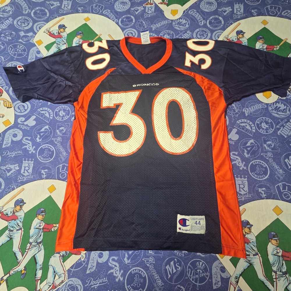 Vintage Denver Broncos Terrell Davis Jersey Mens L 44 Champion 30 Navy Football
